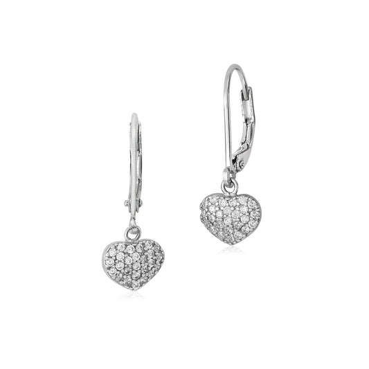 MASSETE Sterling Silver 925 Pave CZ Simulated Diamond Leverback Earrings Dangle by Massete