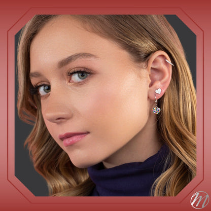 Sterling Silver Heart Leverback Dangle Earrings Multi Colors for Girls by Massete