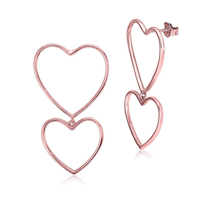 MASSETE Sterling Silver All Rose Gold Plated Large Double Heart Open Post Earrings by Massete
