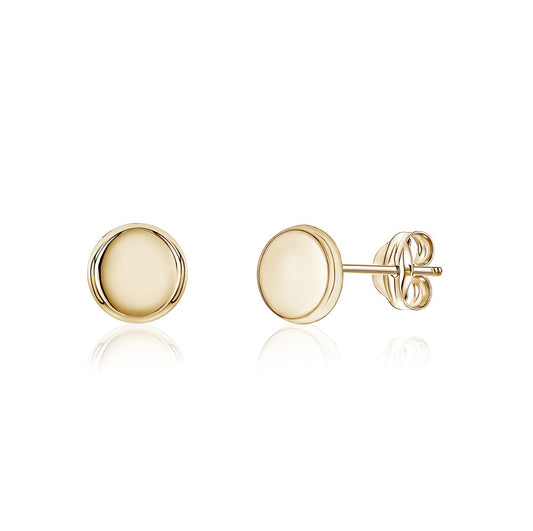 14k yellow gold round button stud earrings by Massete