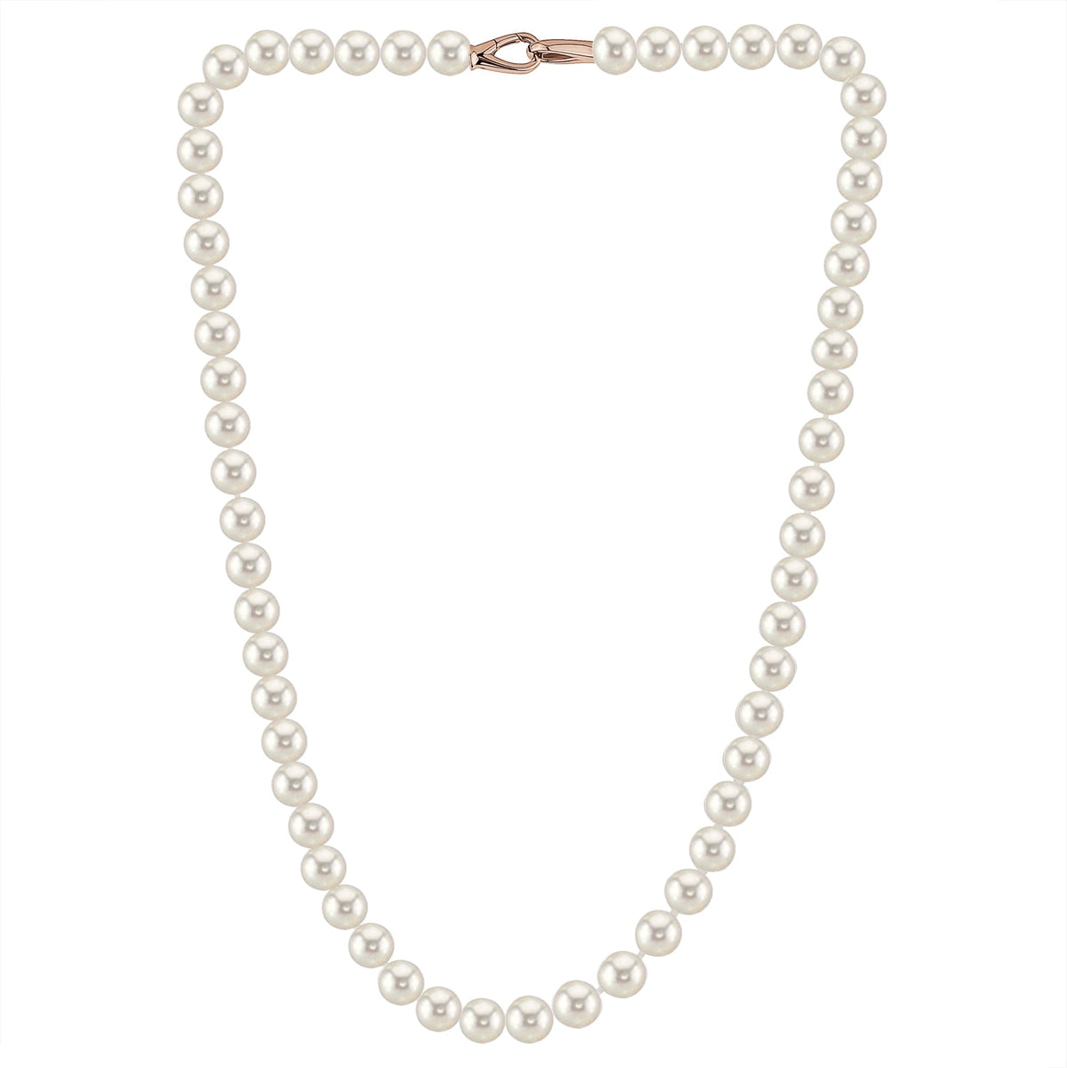 MASSETE White Round Freshwater Cultured Pearl Necklace for Women Sterling Silver Lobster Clasp Modern 6.5mm 18" by Massete