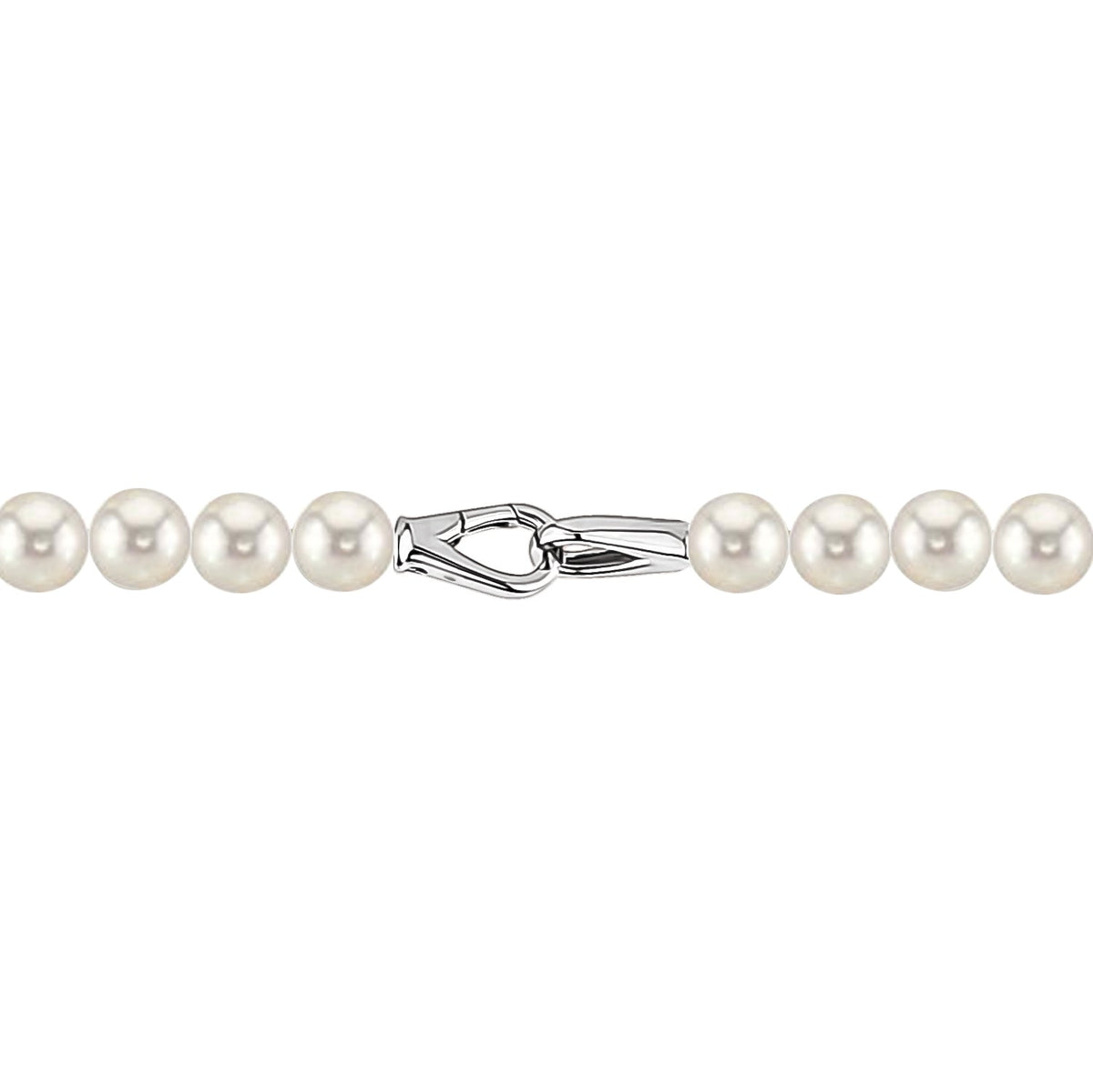 MASSETE White Round Freshwater Cultured Pearl Necklace for Women Sterling Silver Lobster Clasp Modern 6.5mm 18" by Massete
