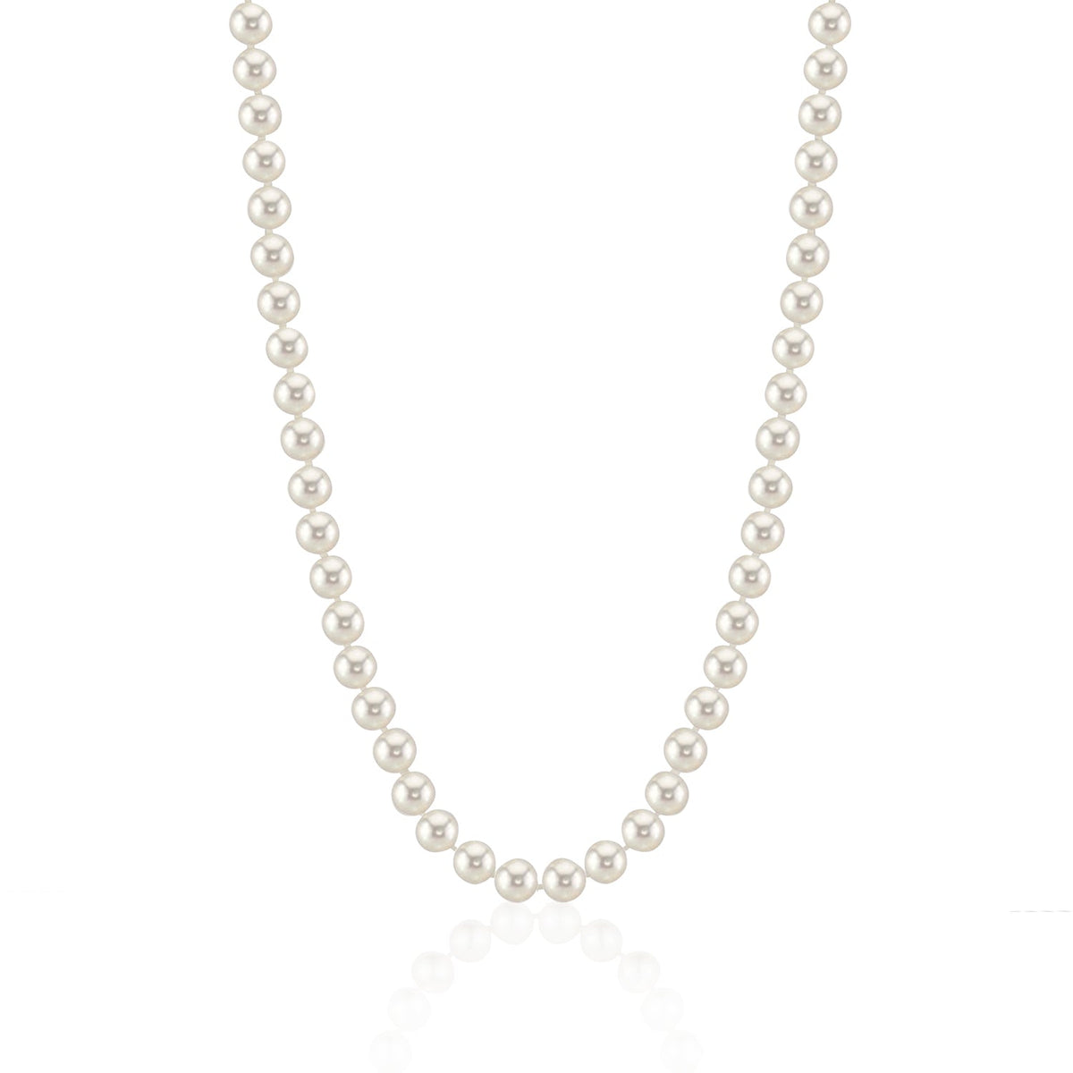 MASSETE White Round Freshwater Cultured Pearl Necklace for Women Sterling Silver Lobster Clasp Modern 6.5mm 18" by Massete