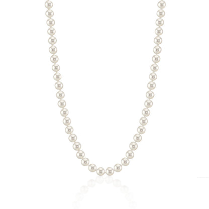 MASSETE White Round Freshwater Cultured Pearl Necklace for Women Sterling Silver Lobster Clasp Modern 6.5mm 18" by Massete