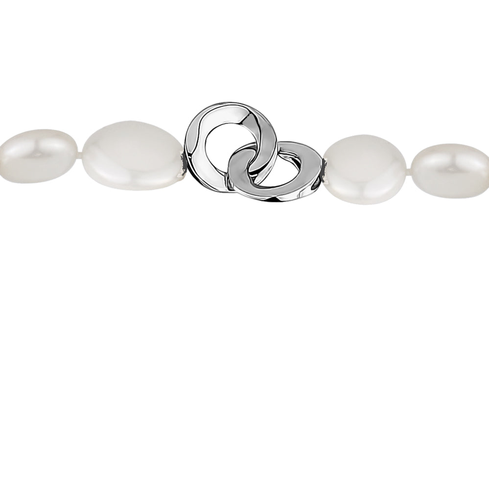 MASSETE White Coin Freshwater Cultured Pearl Necklace for Women Sterling Silver Clasp Modern 12.5mm 18" by Massete