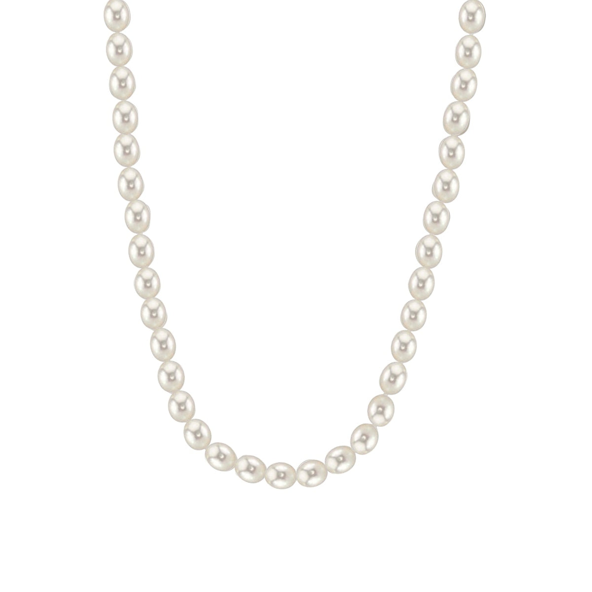 MASSETE White Rice Shape Freshwater Cultured Pearl Necklace for Women Sterling Silver Lobster Clasp Modern 9mm 18" by Massete