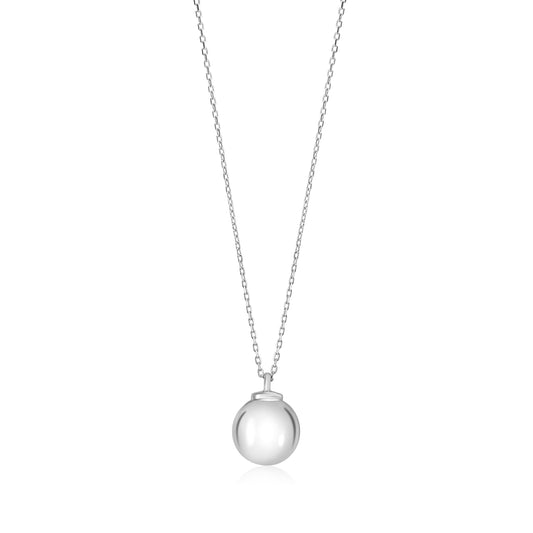 MASSETE Sterling Silver 925 12mm Ball Pendant Necklace Rolo Chain 17" by Massete