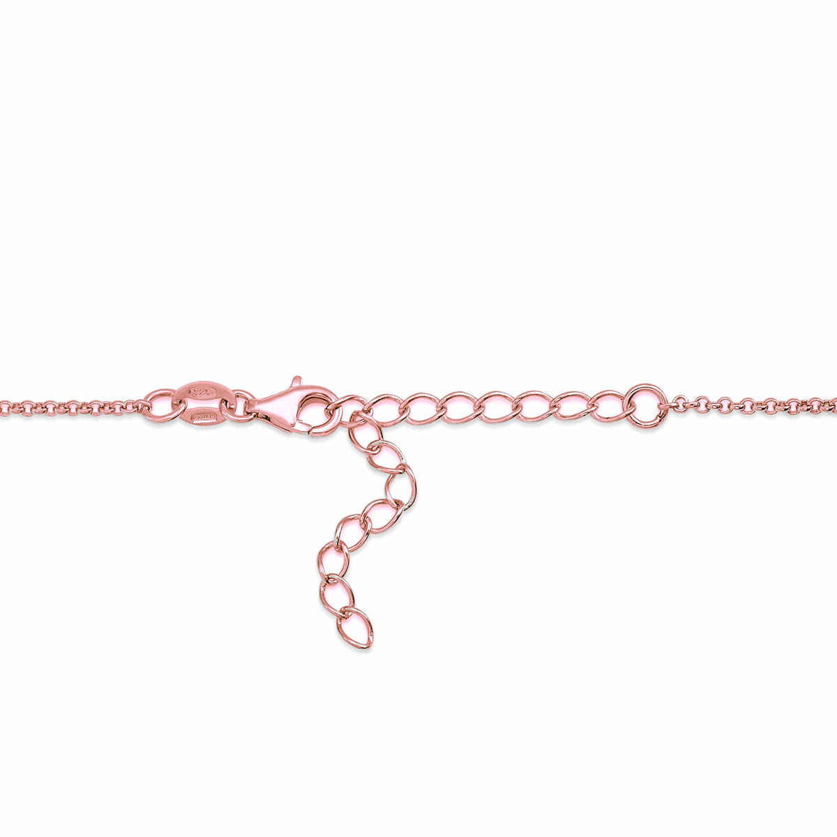 MASSETE Sterling Silver 925 Rose Gold Plated Heart Beaded Pave CZ Pendant Necklace Rolo Chain 17" by Massete