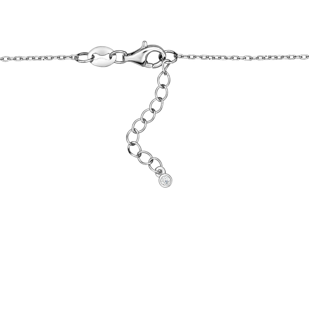 Sterling Silver Necklace Pendant for Girls Large Bow with Simulated Diamonds 17" by Massete