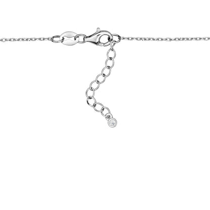Sterling Silver Necklace Pendant for Girls Large Bow with Simulated Diamonds 17" by Massete