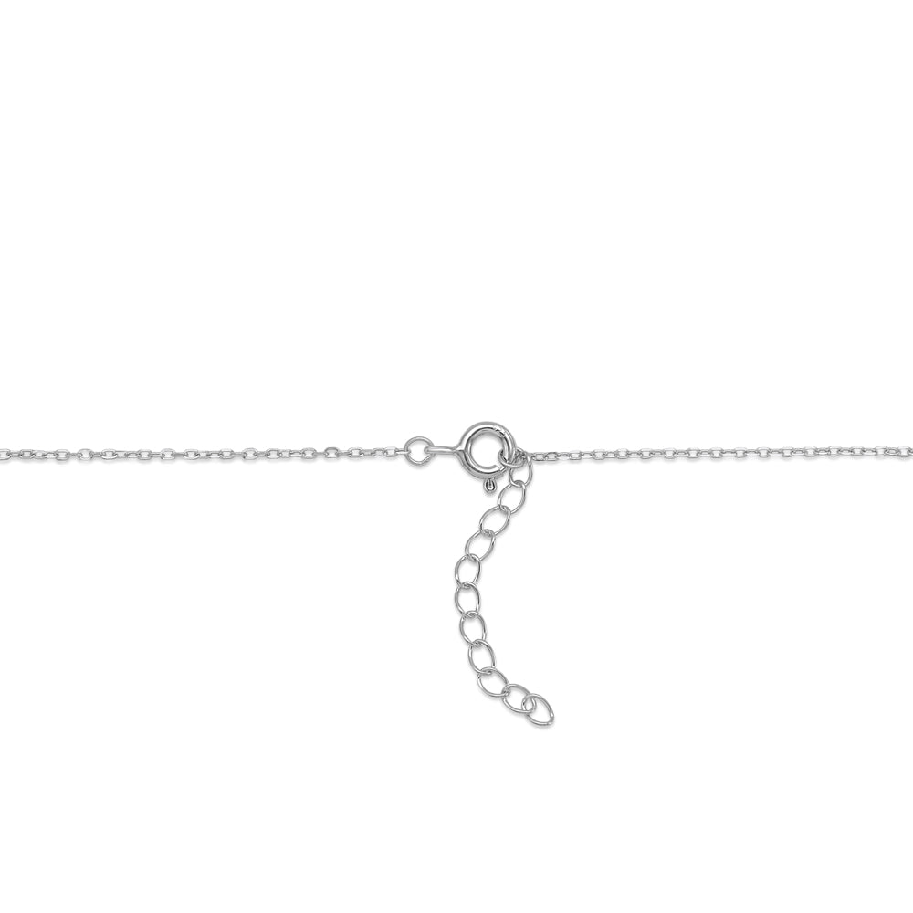 Sterling Silver Necklace Pendant for Girls Petite Heart Charm with Simulated Diamonds 17.5" by Massete