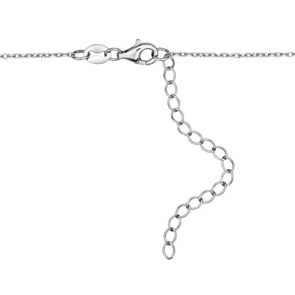 Sterling Silver Necklace Pendant for Girls Symbolic Protective Charm Evil Eye with Simulated Diamonds and Blue Sapphire 17.5" by Massete