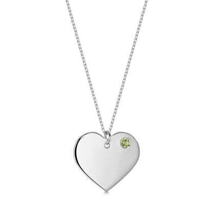 Sterling Silver 925 Personalized Engraved Heart Necklace with Simulated Birthstone Custom Engravable Pendant for Women and Girls by Massete