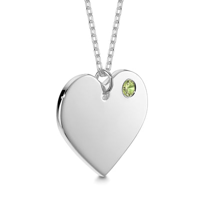 Sterling Silver 925 Personalized Engraved Heart Necklace with Simulated Birthstone Custom Engravable Pendant for Women and Girls by Massete