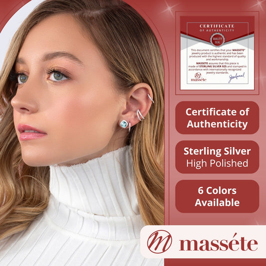 MASSETE Sterling Silver 925 Halo Stud Post Earrings with Removeable Jacket by Massete