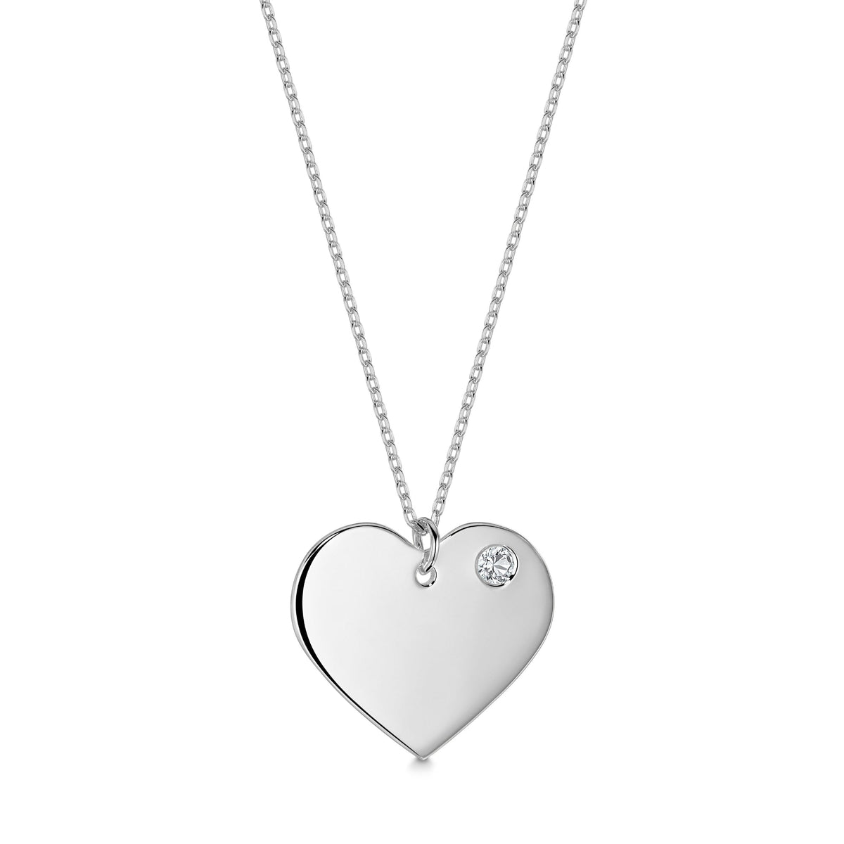 Sterling Silver 925 Personalized Engraved Heart Necklace with Simulated Birthstone Custom Engravable Pendant for Women and Girls by Massete