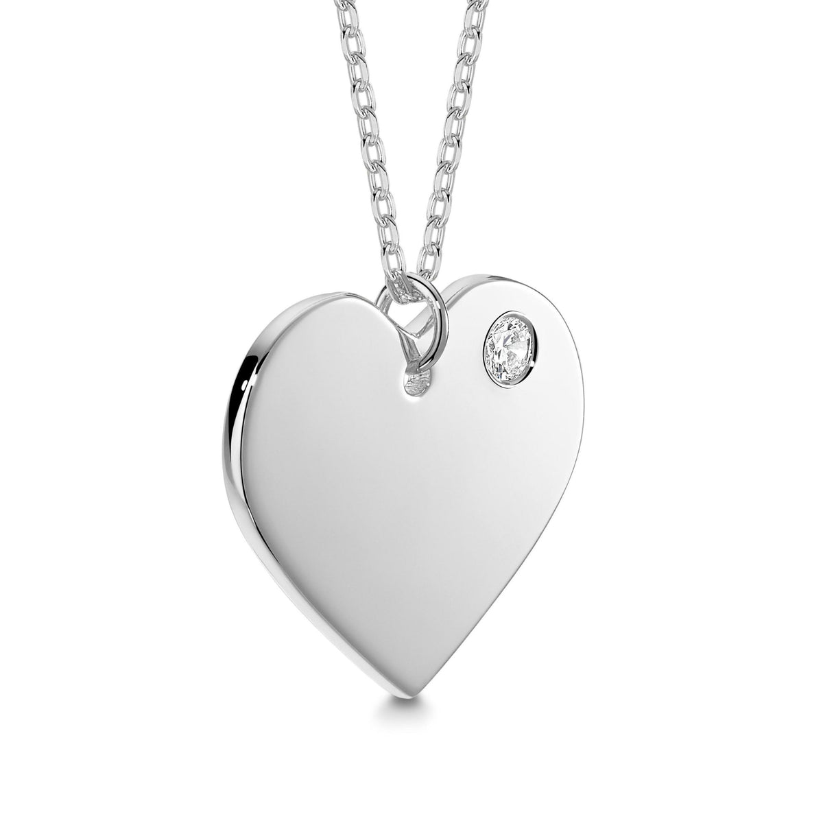 Sterling Silver 925 Personalized Engraved Heart Necklace with Simulated Birthstone Custom Engravable Pendant for Women and Girls by Massete