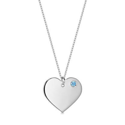 Sterling Silver 925 Personalized Engraved Heart Necklace with Simulated Birthstone Custom Engravable Pendant for Women and Girls by Massete