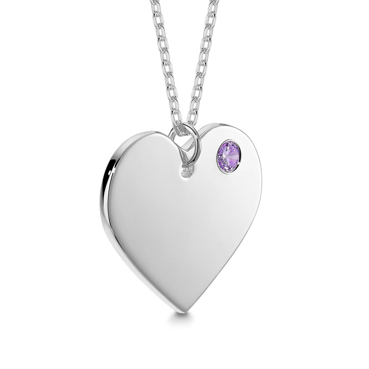 Sterling Silver 925 Personalized Engraved Heart Necklace with Simulated Birthstone Custom Engravable Pendant for Women and Girls by Massete