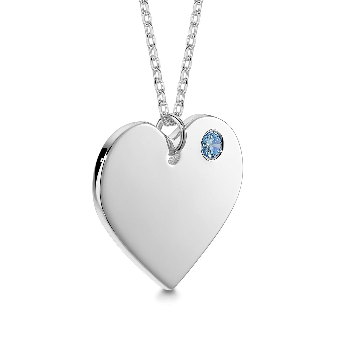Sterling Silver 925 Personalized Engraved Heart Necklace with Simulated Birthstone Custom Engravable Pendant for Women and Girls by Massete