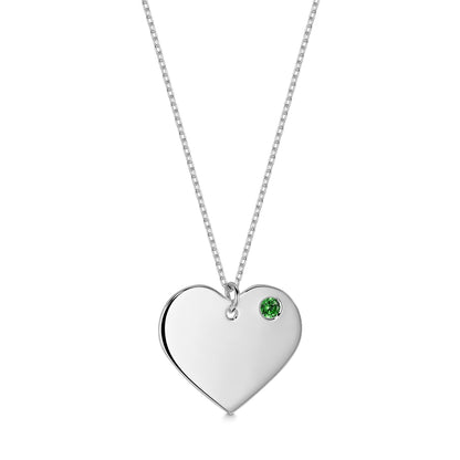 Sterling Silver 925 Personalized Engraved Heart Necklace with Simulated Birthstone Custom Engravable Pendant for Women and Girls by Massete
