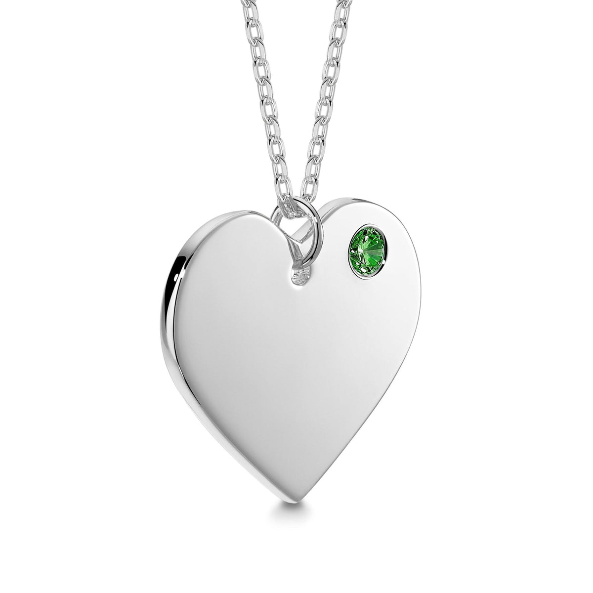 Sterling Silver 925 Personalized Engraved Heart Necklace with Simulated Birthstone Custom Engravable Pendant for Women and Girls by Massete