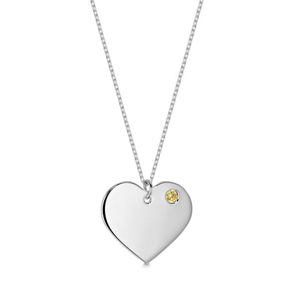 Sterling Silver 925 Personalized Engraved Heart Necklace with Simulated Birthstone Custom Engravable Pendant for Women and Girls by Massete