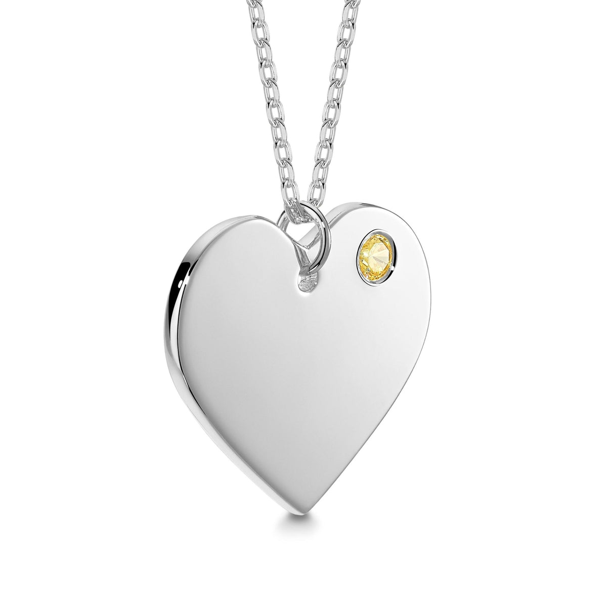 Sterling Silver 925 Personalized Engraved Heart Necklace with Simulated Birthstone Custom Engravable Pendant for Women and Girls by Massete