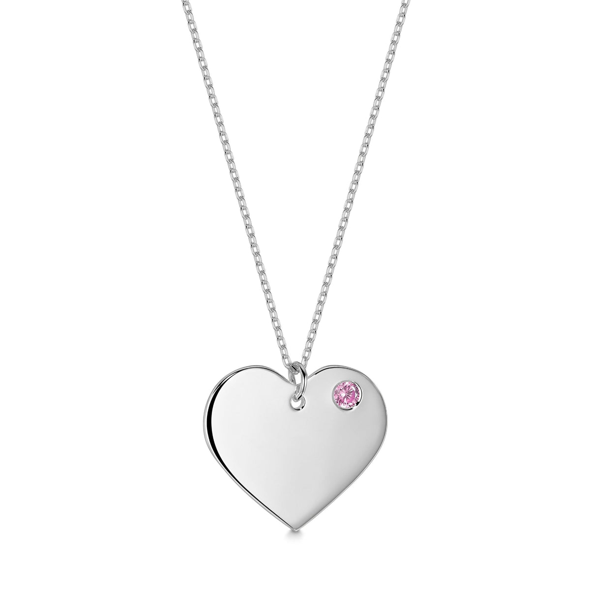 Sterling Silver 925 Personalized Engraved Heart Necklace with Simulated Birthstone Custom Engravable Pendant for Women and Girls by Massete