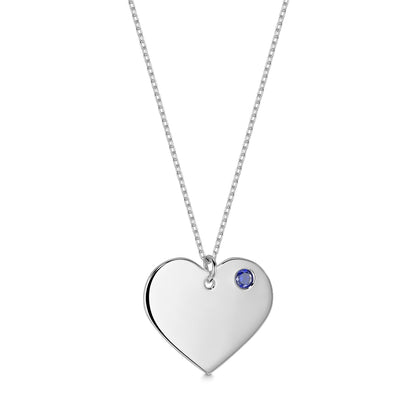 Sterling Silver 925 Personalized Engraved Heart Necklace with Simulated Birthstone Custom Engravable Pendant for Women and Girls by Massete