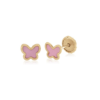 MASSETE 14k Yellow Gold Screwback Earrings Butterfly for Baby and Children by Massete