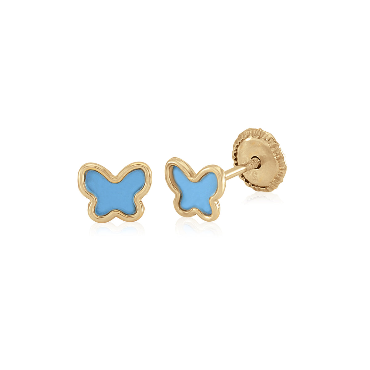 MASSETE 14k Yellow Gold Screwback Earrings Butterfly for Baby and Children by Massete