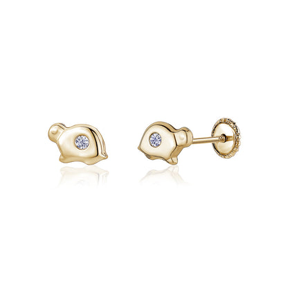 14k yellow gold turtle screwback earrings by Massete