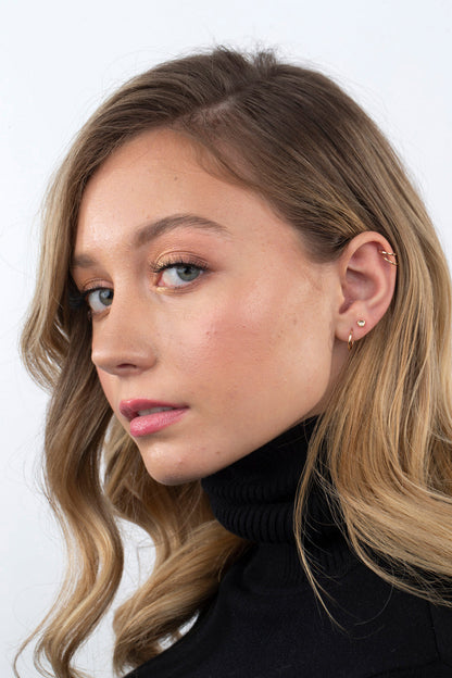 14k Gold CZ Heart Earrings Screwback for Baby Girls or Multiple Piercings Yellow with Simulated Diamond by Massete