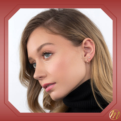 14k Gold CZ Heart Earrings Screwback for Baby Girls or Multiple Piercings Yellow with Simulated Diamond by Massete