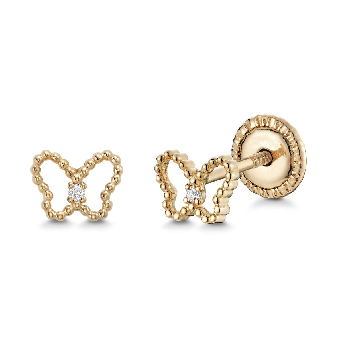 14k yellow gold filigree butterfly stud earrings by Massete