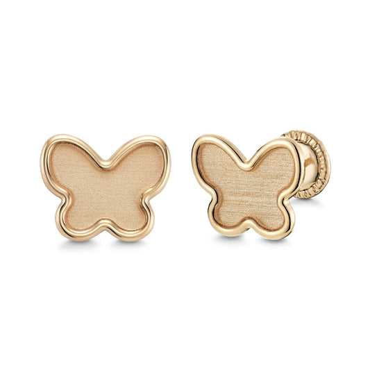 14k yellow gold matte butterfly stud earrings by Massete