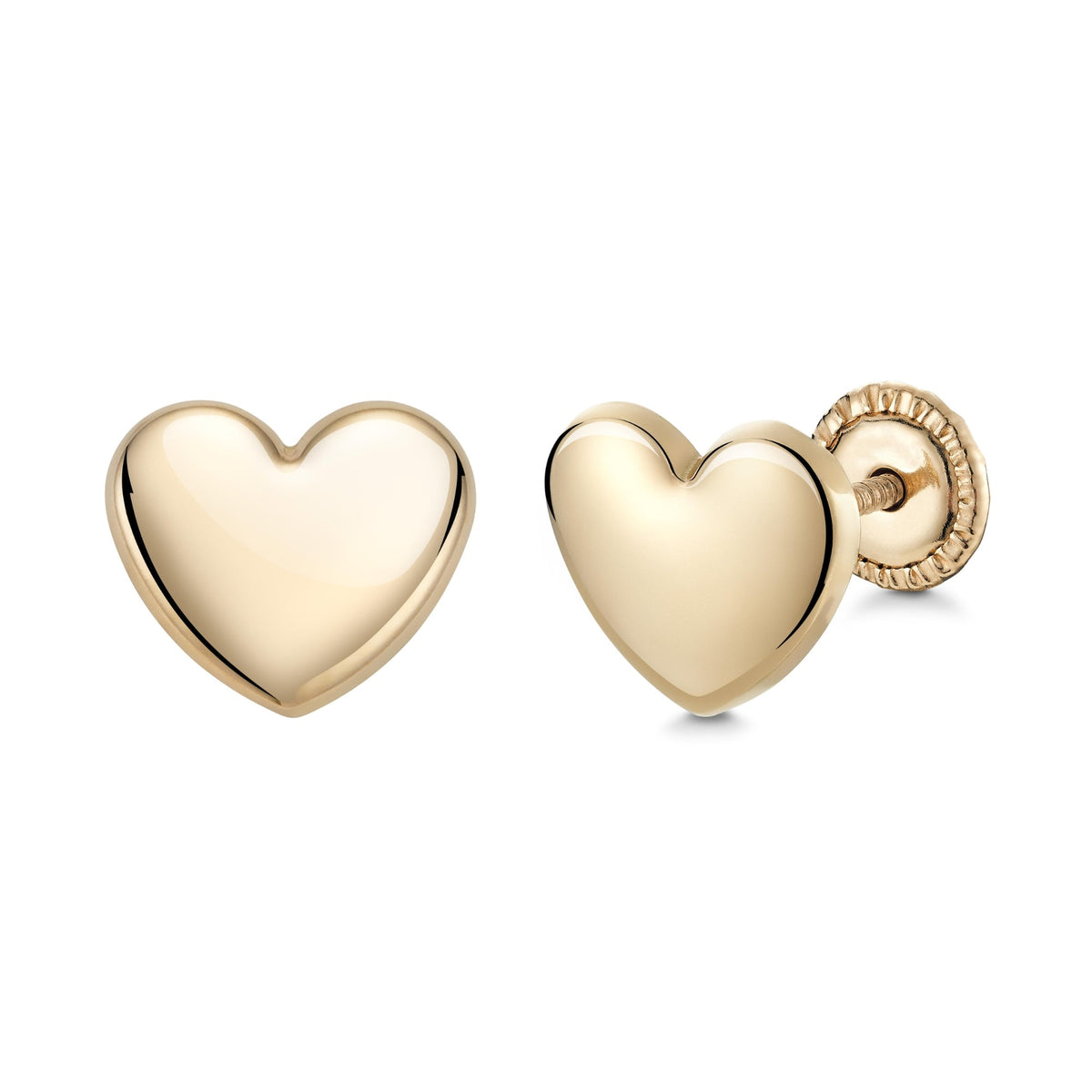14k yellow gold puff heart stud earrings by Massete