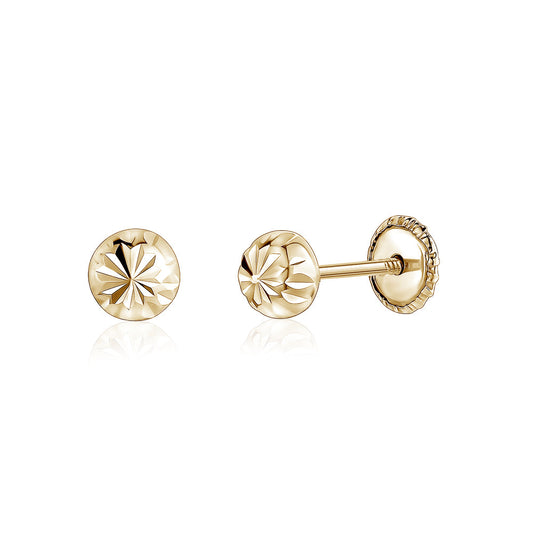 14k yellow gold fluted 4mm half ball stud earrings by Massete