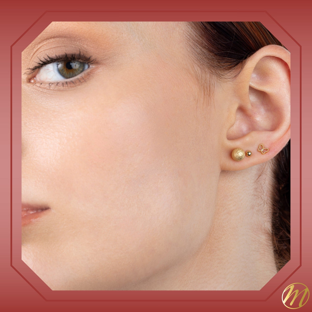 14k Yellow Gold Diamond Cut Ball Earrings Screwback 6mm by Massete