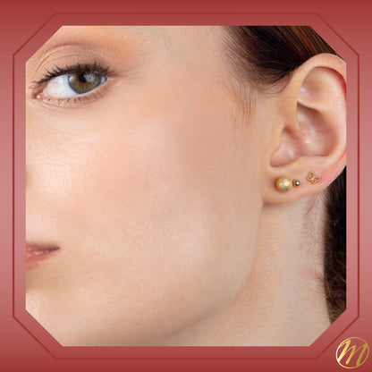 14k Yellow Gold Diamond Cut Ball Earrings Screwback 6mm by Massete