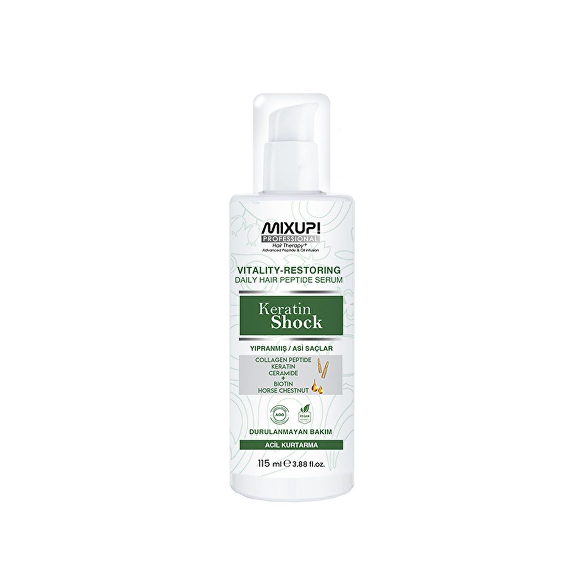 Mixup. Keratin Hair Serum: Repair, Smooth & Shine - Peptide, Collagen, Anti-Frizz Treatment for Damaged Hair, Split End Repair by Beauty Care Bag