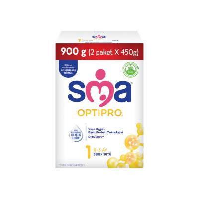 SMA Optipro 1: Complete Baby Formula for 0-6 Months - Breast Milk Substitute, Optimal Nutrition, 900g (Two 450g Packs) by Beauty Care Bag
