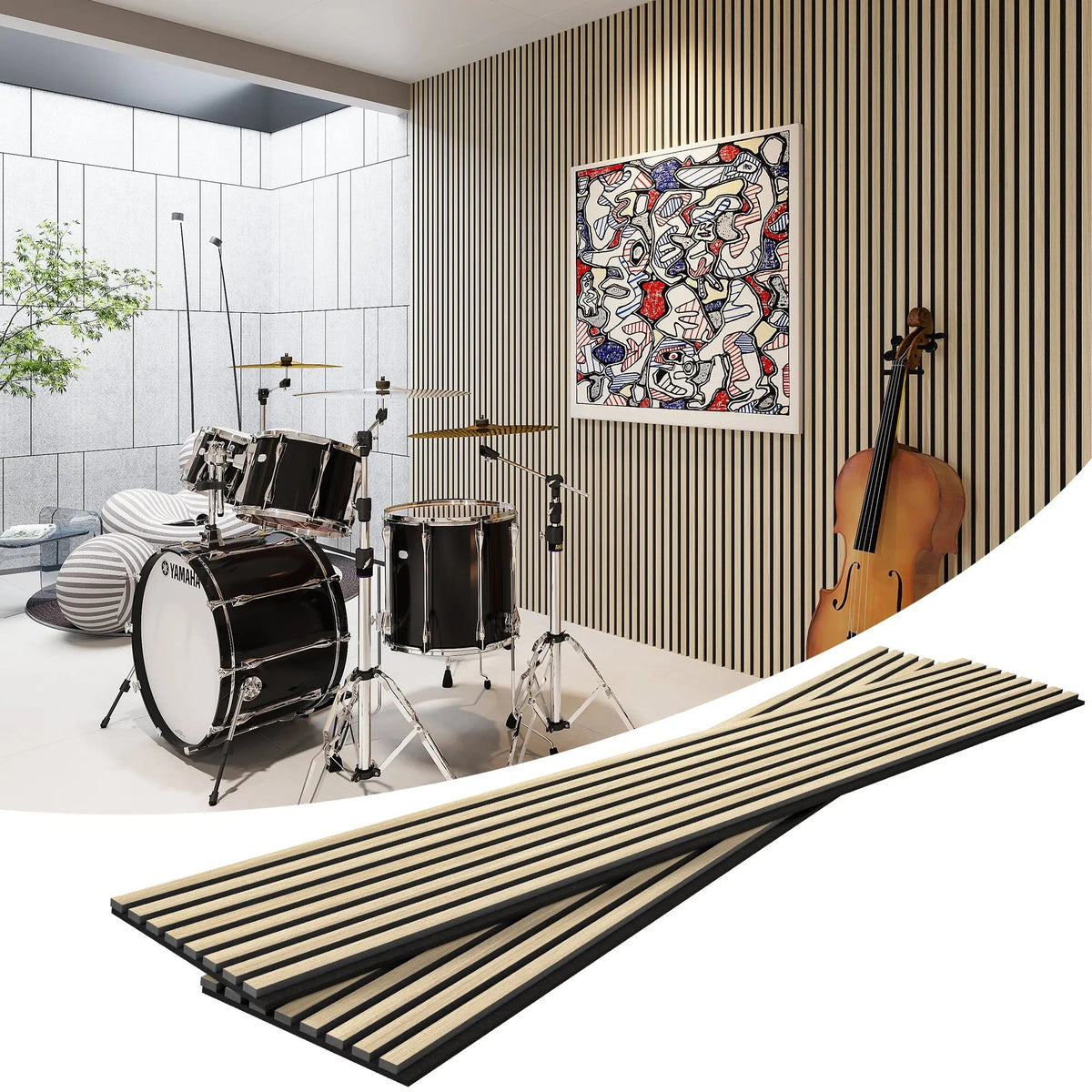 MDF Acoustic Slat Wood Wall Panels by HAUSVITA