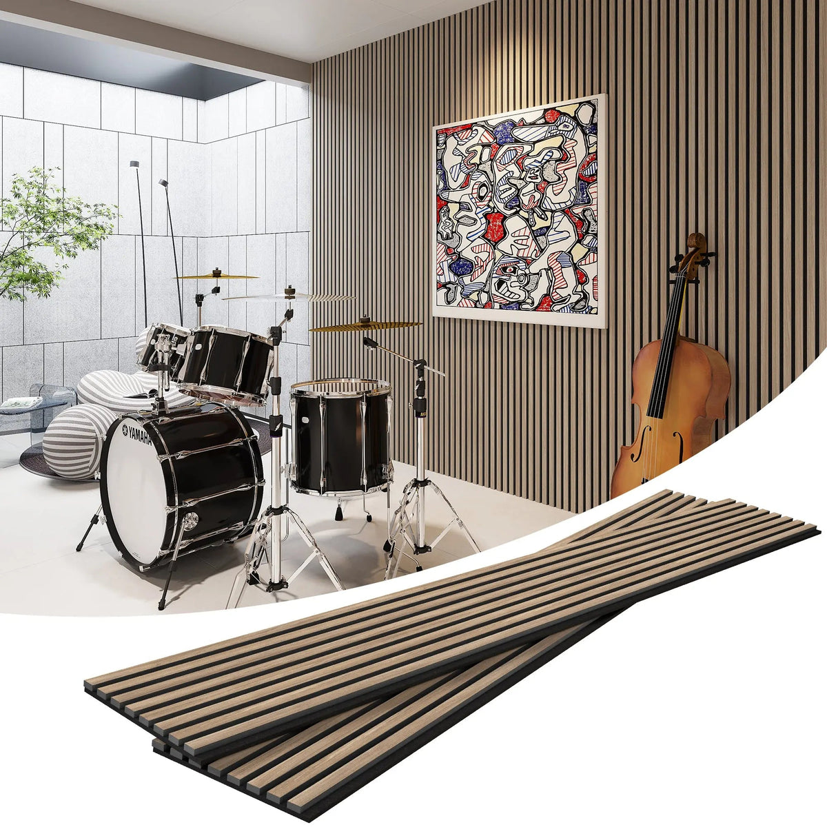 MDF Acoustic Slat Wood Wall Panels by HAUSVITA