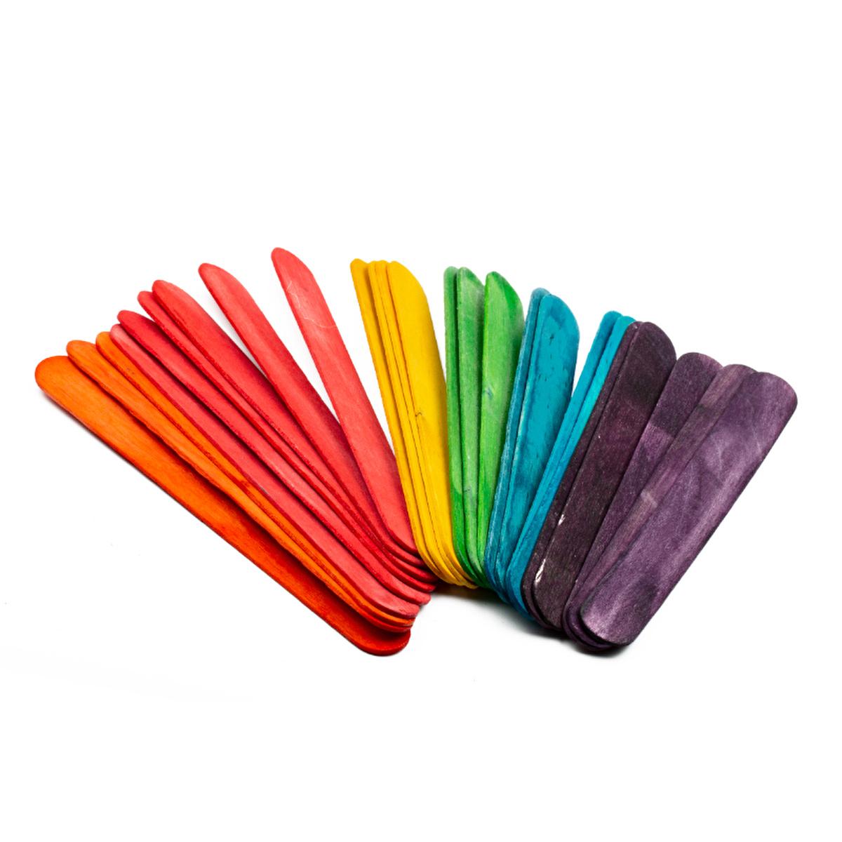 Lino Colorful Wooden Craft Sticks, 15 cm, 50-Pack - Arts & Crafts Supplies for Kids and Educators by Beauty Care Bag