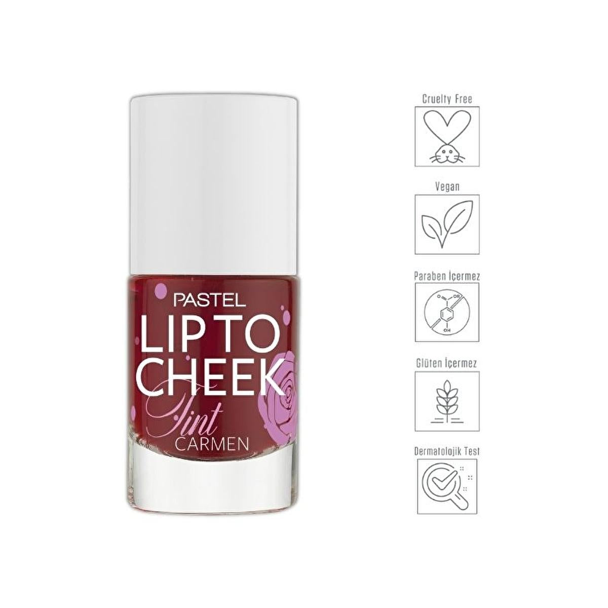 Pastel Lip To Cheek Tint Carmen: Vegan, Long-Lasting Color with Hyaluronic Acid & Raspberry Scent for a Natural, Fresh Look by Beauty Care Bag