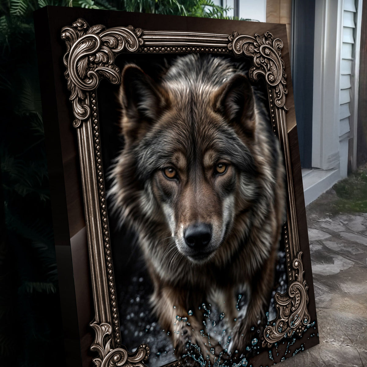 Close-up of 3D Wolf Wall Art II canvas by Tailored Canvases