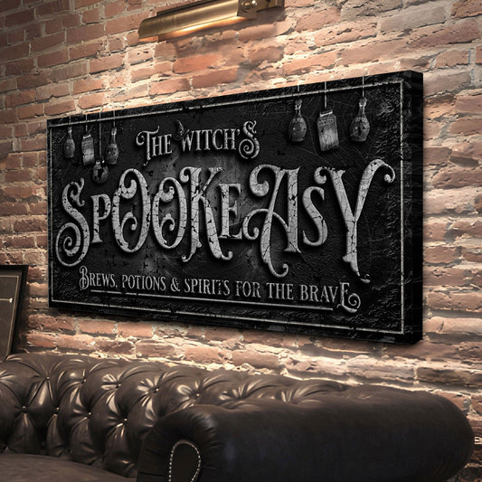 The Witch's Speakeasy Bar Halloween Sign by Tailored Canvases