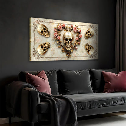 3D Vintage Skull Wall Art canvas by Tailored Canvases shown in a room setting, view 3